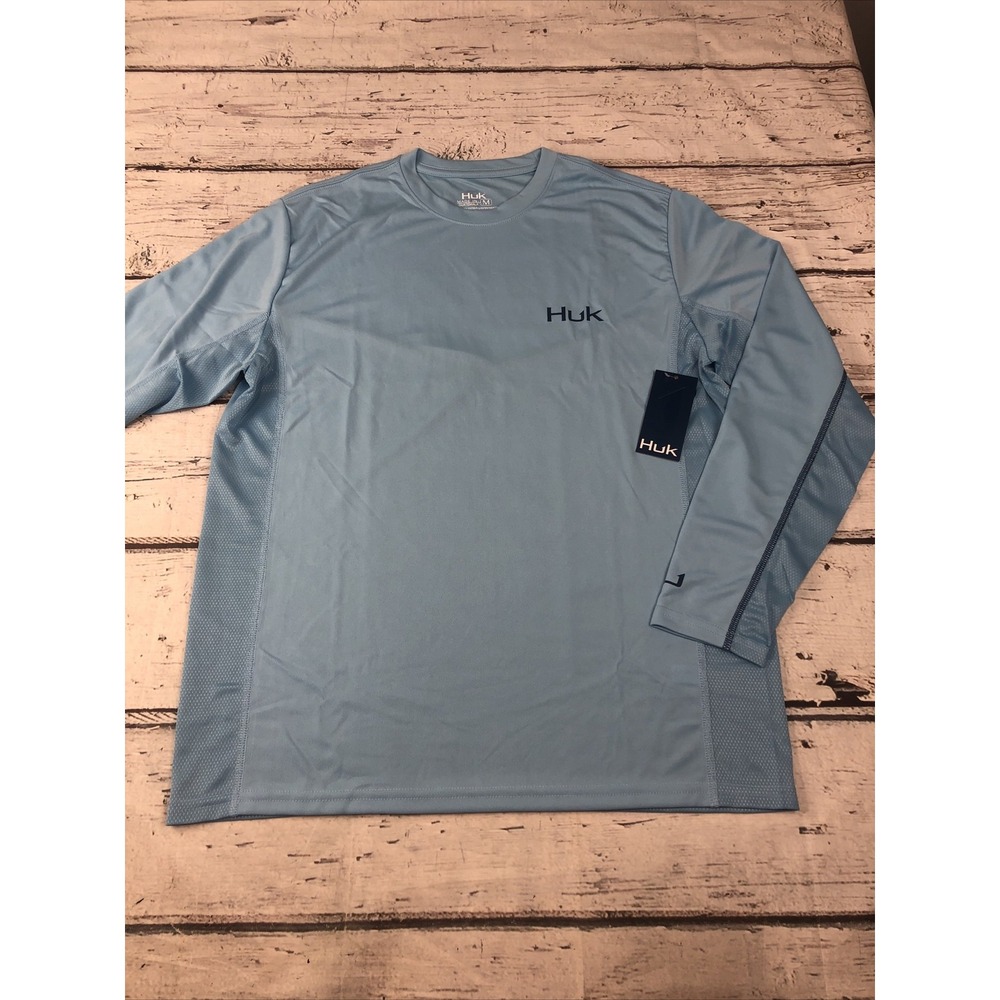 Huk Icon X LS Fishing Men's Long Sleeve Shirt 50+ UPF Blue Size M NEW WITH TAG